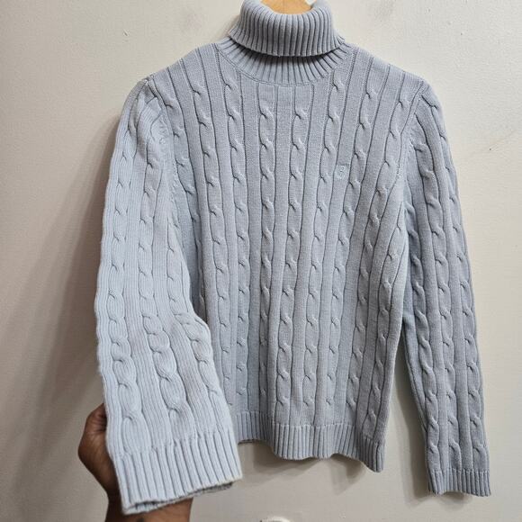 Chaps Womens Fisherman Preppy Classic Heritage Cable Knit Turtleneck Sweater M - Picture 3 of 10